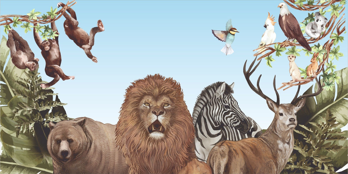 Jungle Safari Wallpaper Mural in your room — zoomed