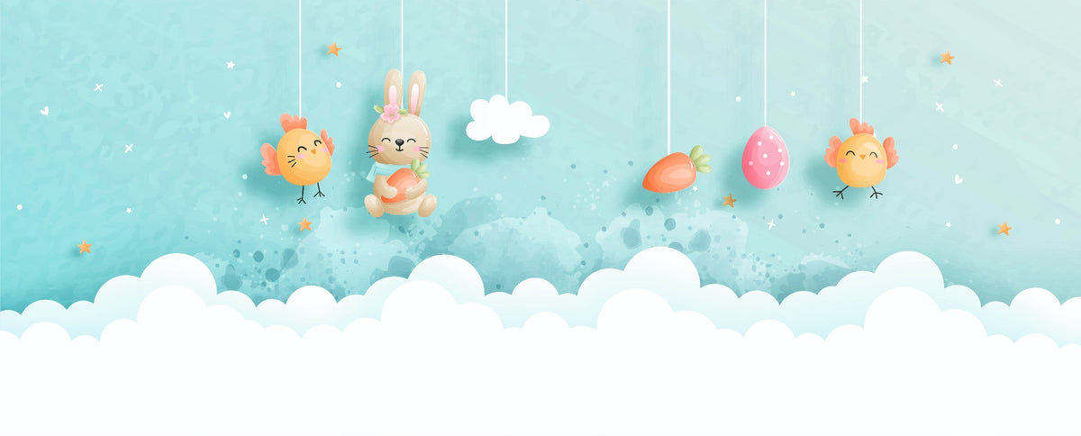 Osterhasen und Küken Wallpaper Wandbild in your room — zoomed