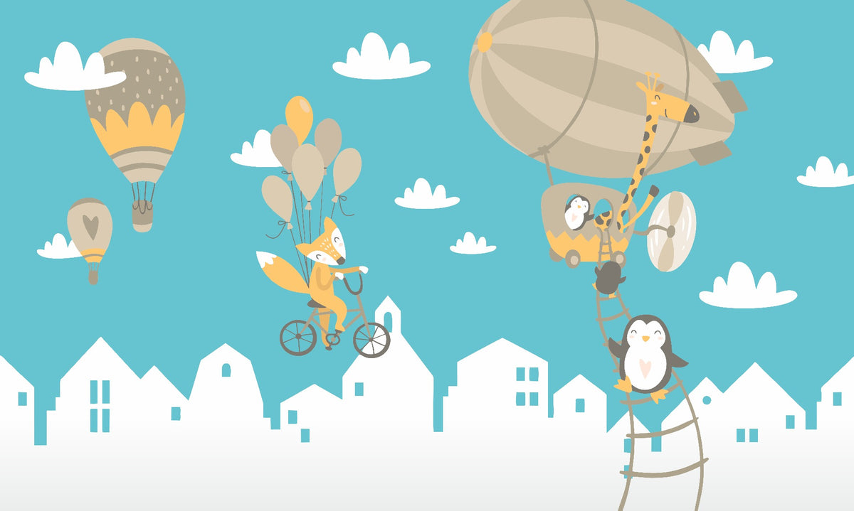 Kids Air Balloon Wallpaper Mural in your room — zoomed