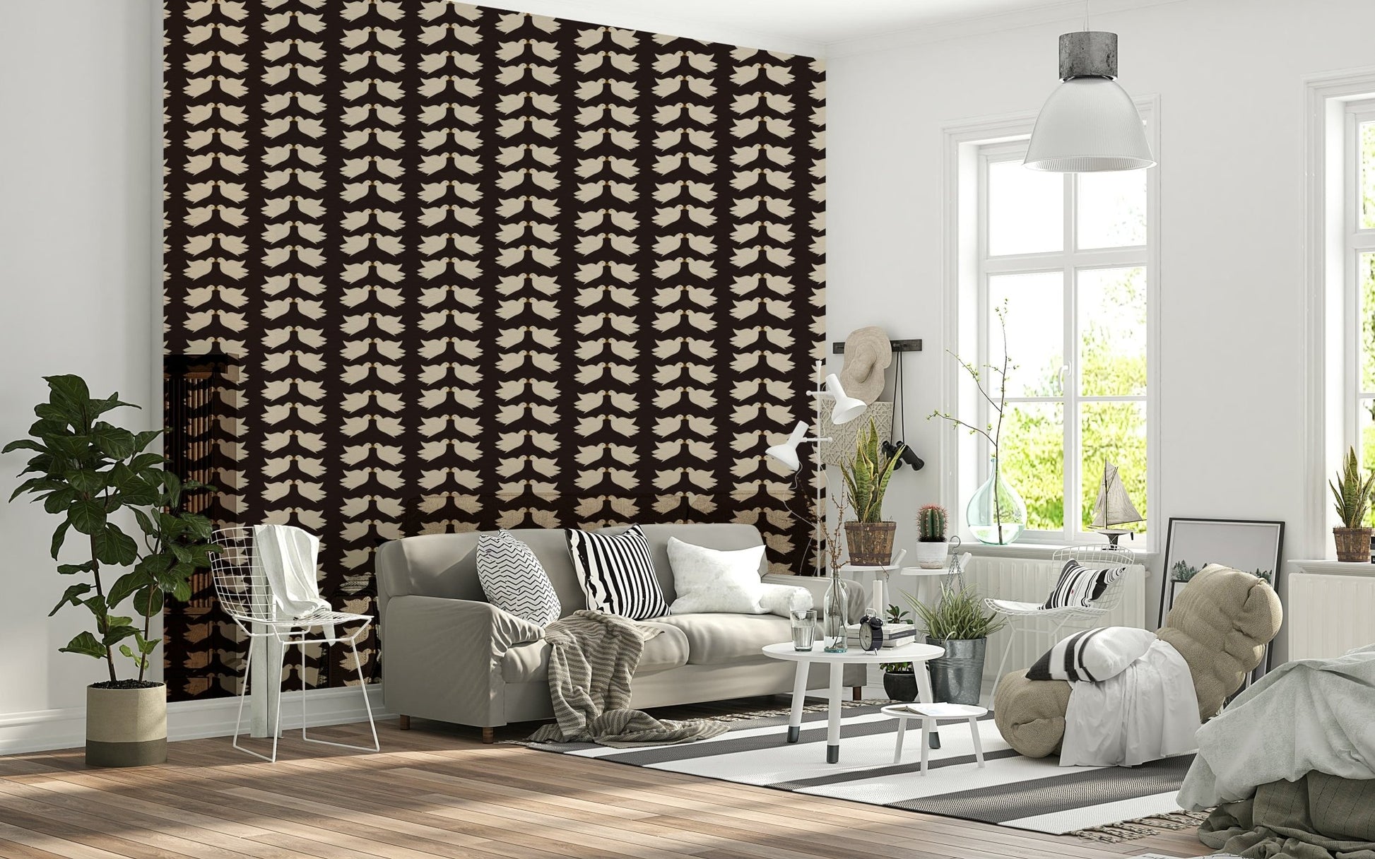 Precious Kissing Doves repeating design, gentle symmetry on a deep canvas.