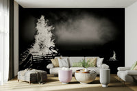 A calming spiritual theme wallpaper mural that defines a space.

