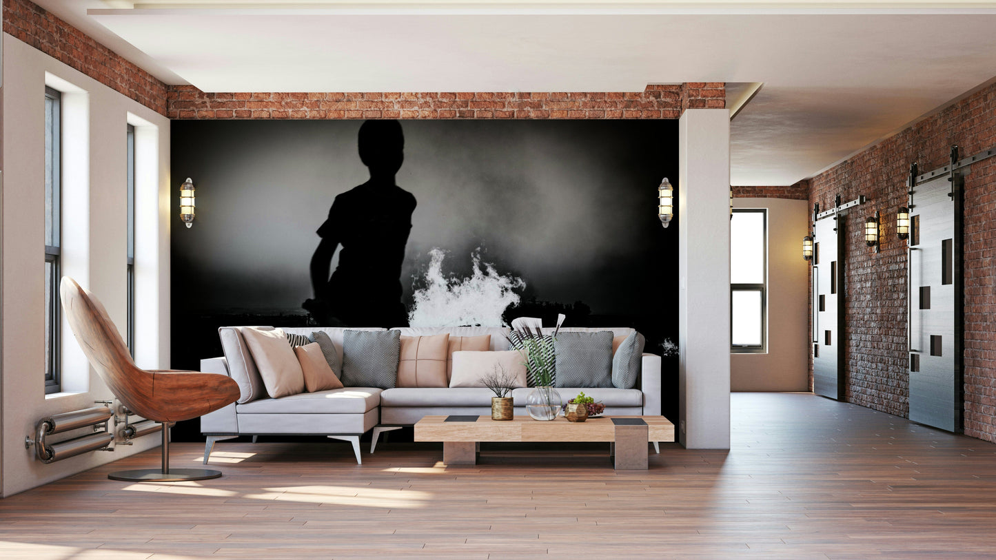 A beautiful outdoor night wall mural for a living room.

