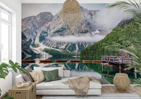 Wall mural showing Lake Braies Calm, peaceful nature.