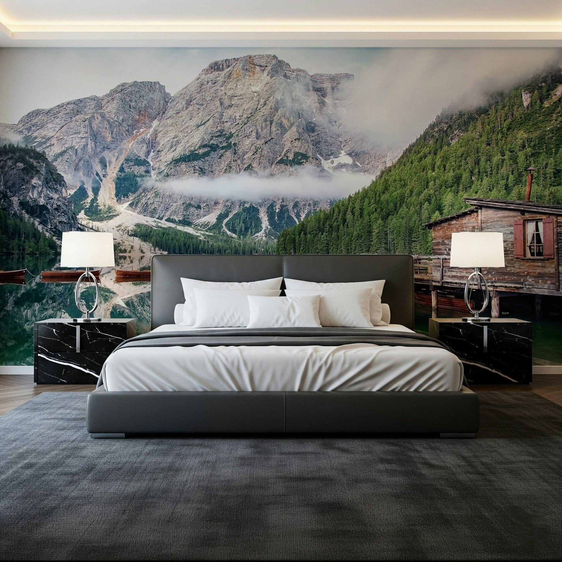 Dolomites beauty, Lake Braies Calm feature wall backdrop.