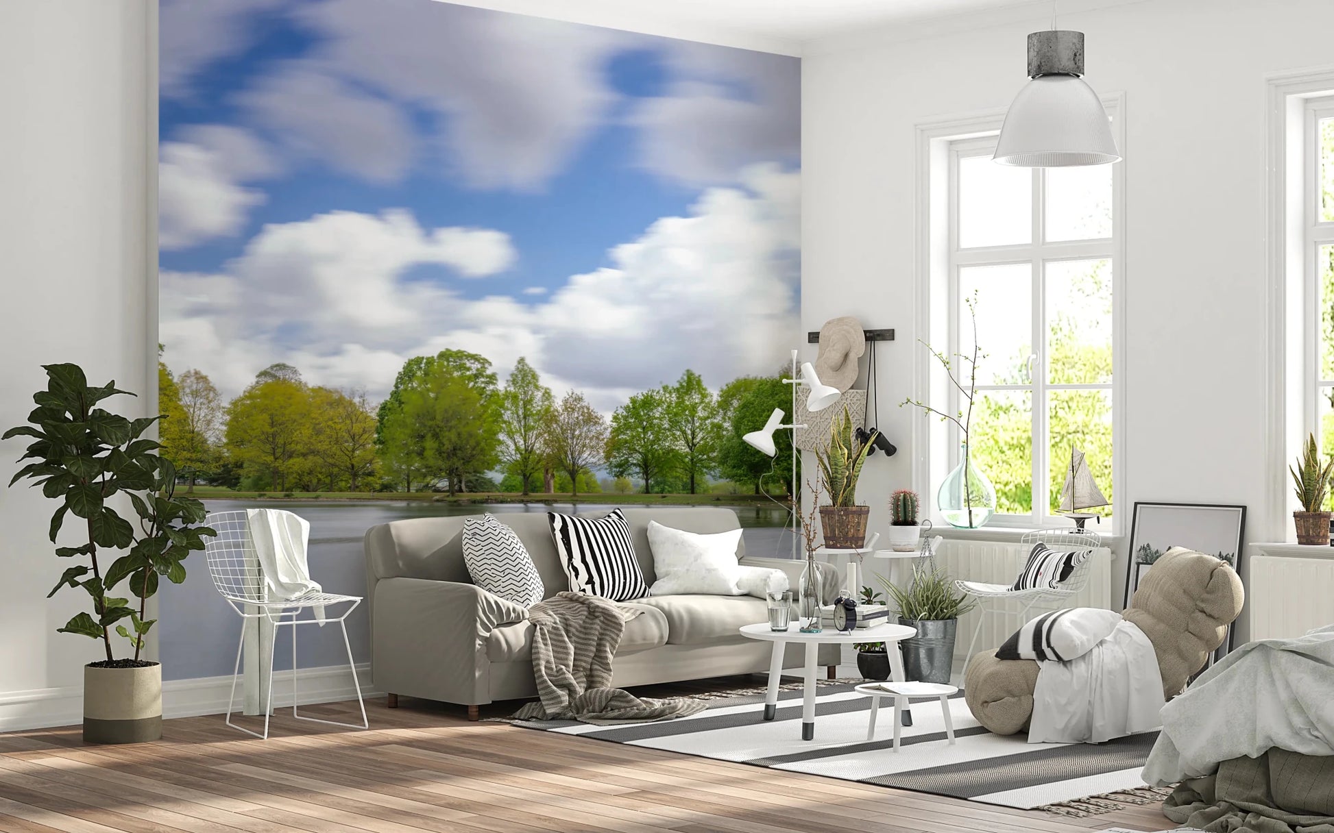 Nature inspired Lake Guardian Wall Mural with a wide water view.