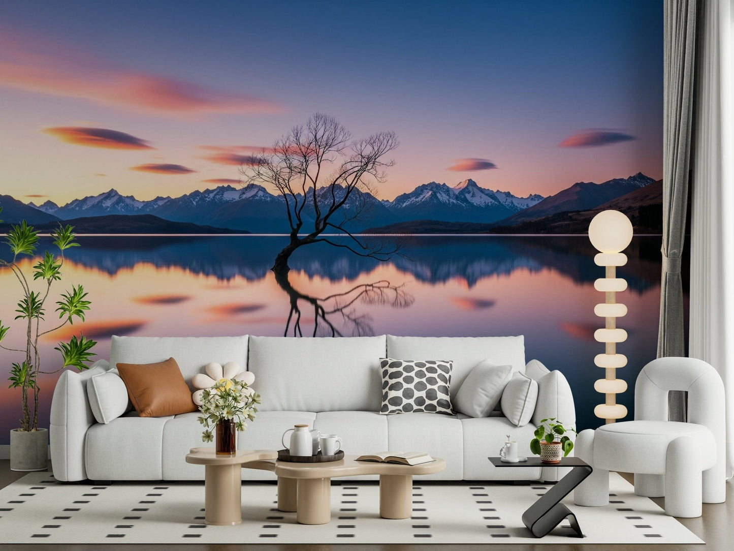 Peaceful Lake Serenity Dusk decor, large scale wallpaper for walls.