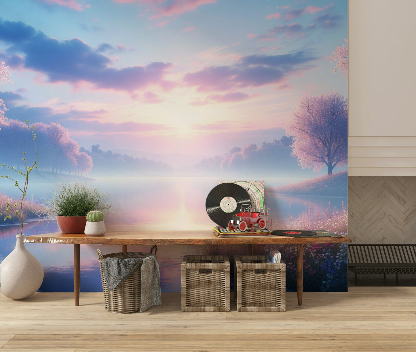 Wandgemälde „Blüte am See“