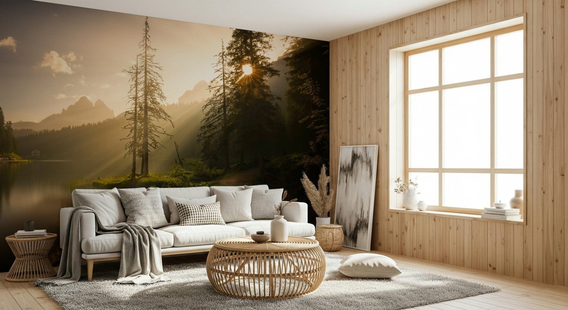 Mountain lake scenery for Lakeside Radiance mural art.