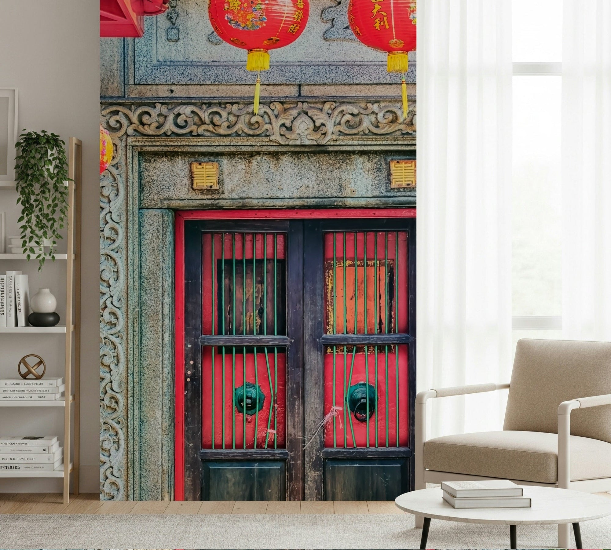 Lantern Entrance stone archway wallpaper for walls.