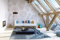 Artistic large face line mural for unique and stylish spaces.
