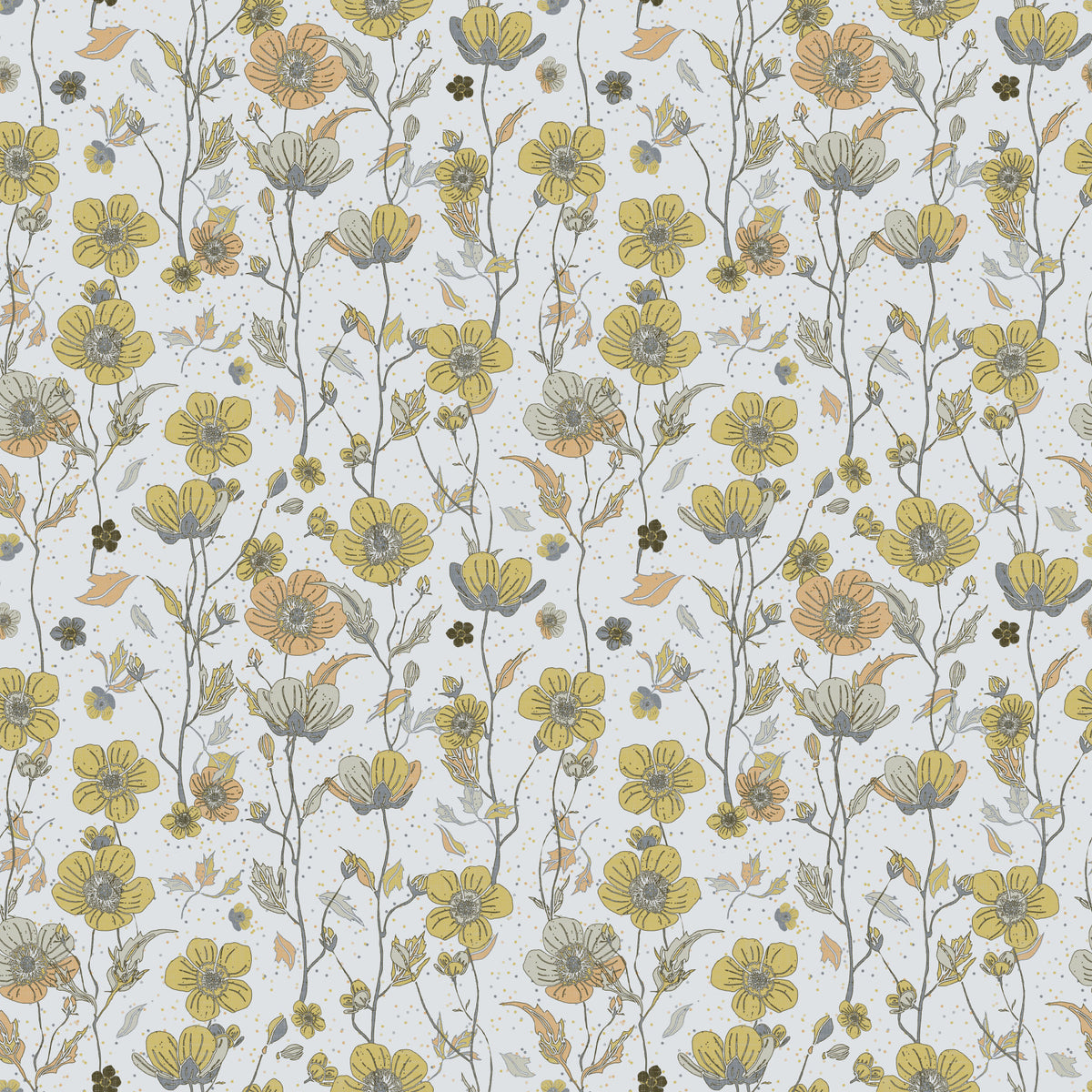 Butterblumen Garten golden und grau Tapete in your room — zoomed