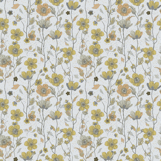 Butterblumen Garten golden und grau Tapete