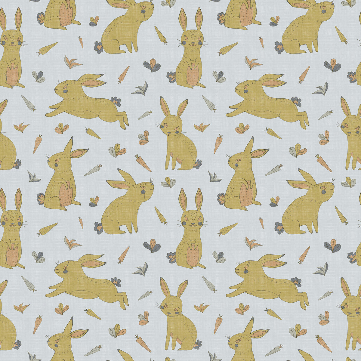 Bunnies and Rabbits Golden Gray Wallpaper in your room — zoomed