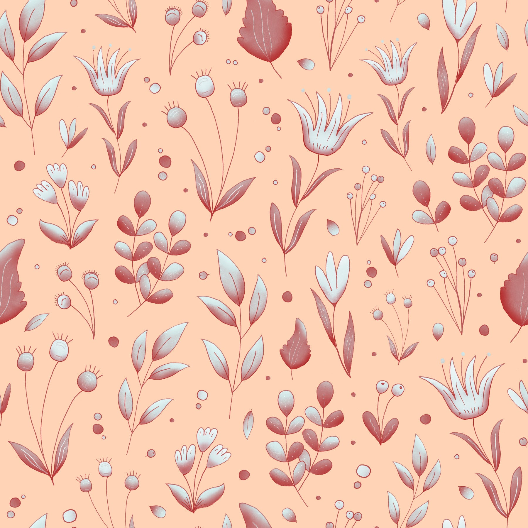 Serene Peach Tropical Garden Wallpaper