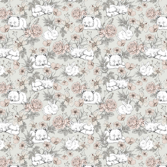 Sleeping Woodland Sage Green Wallpaper