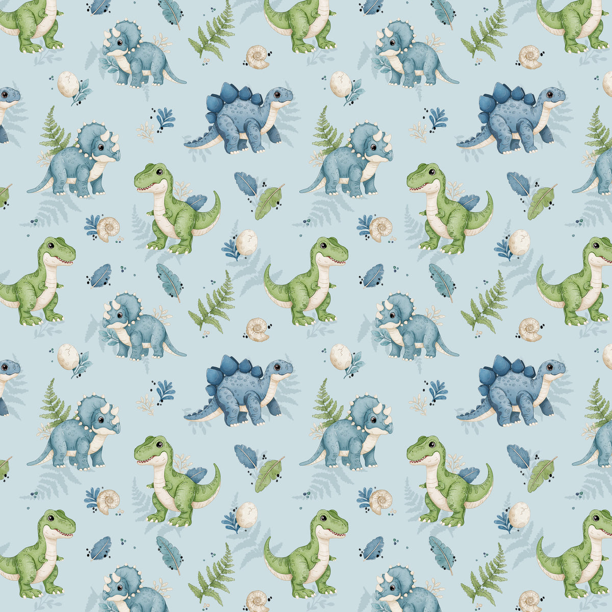 Dino Pals Blue Wallpaper