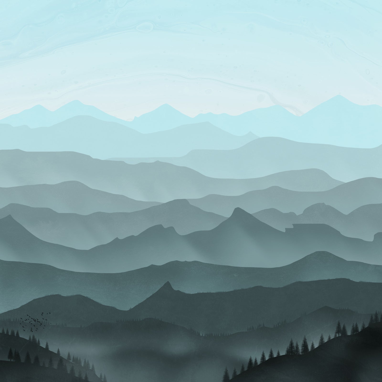 Misty Mountain Layers Wallpaper