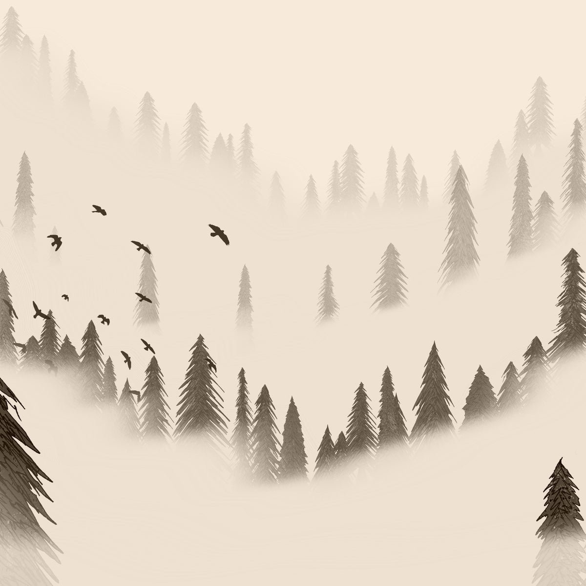 Northern Forest Sepia tapet in your room — zoomed