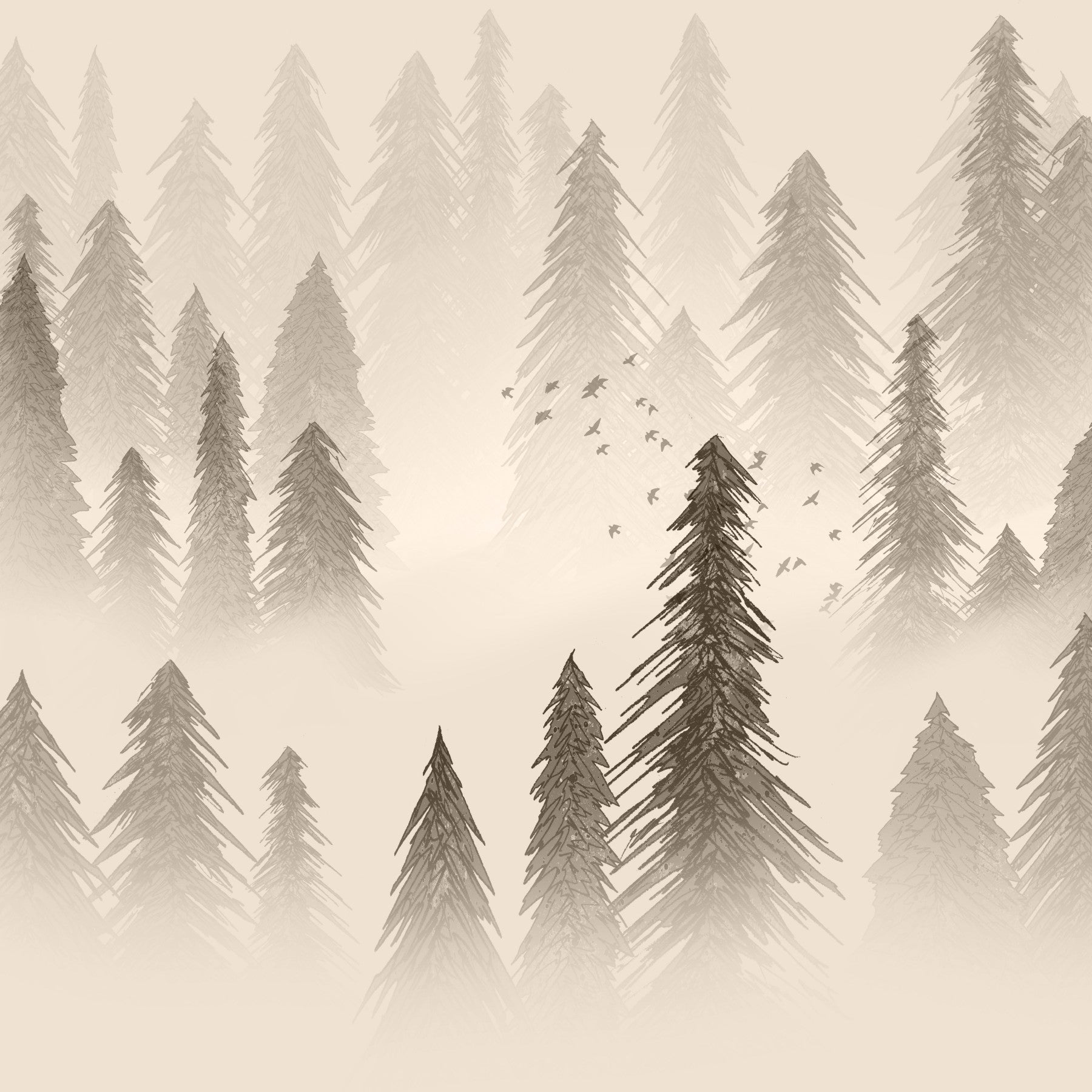 Rainforest Sepia Wallpaper in your room — zoomed