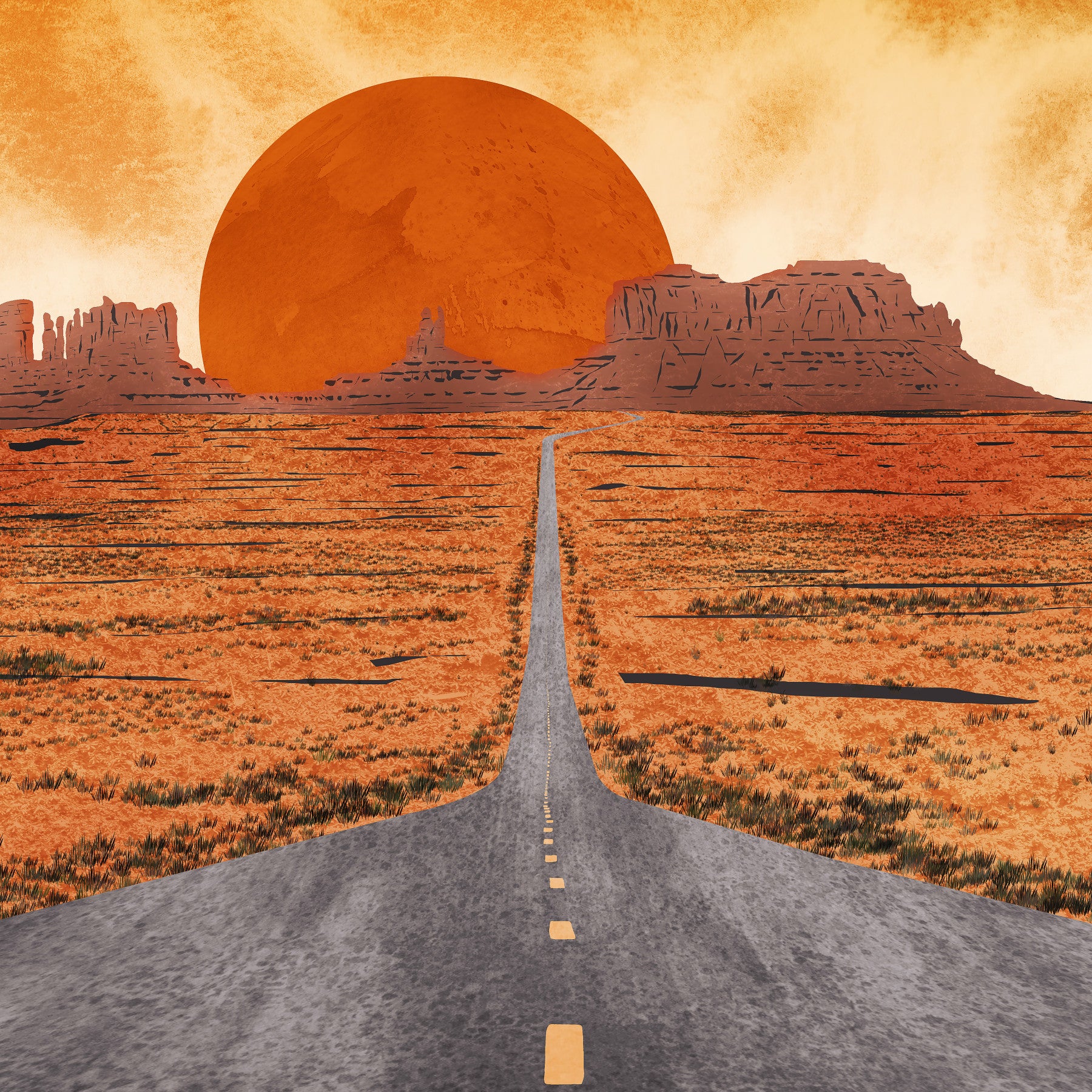Monument Valley Sunset Mural Wallpaper in your room — zoomed