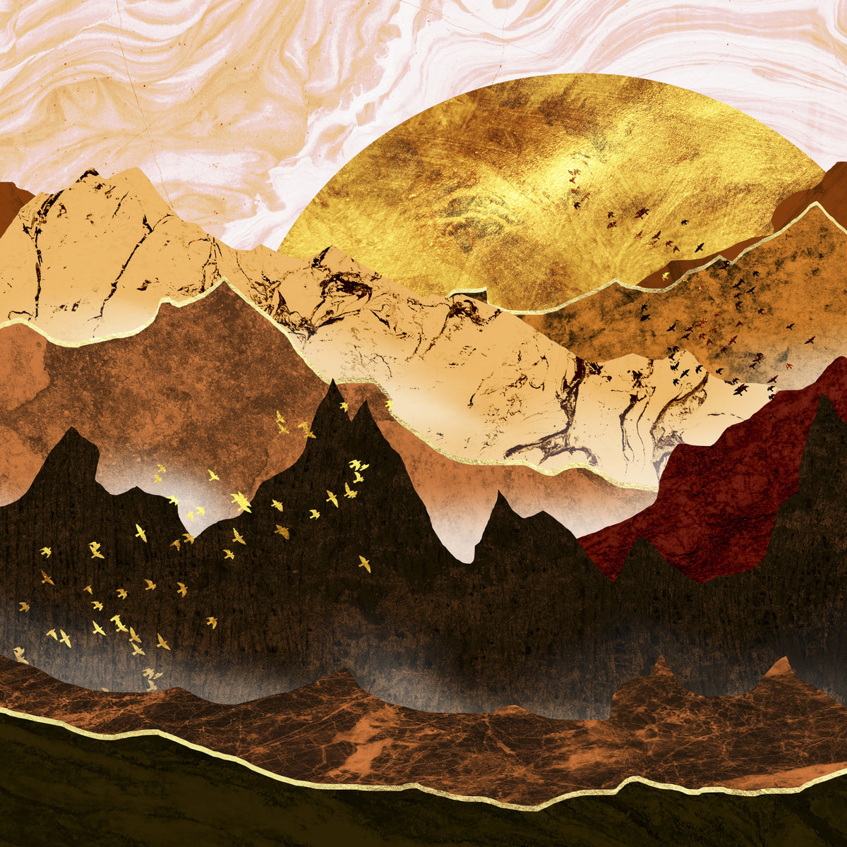 Carta da parati delle montagne d'oro