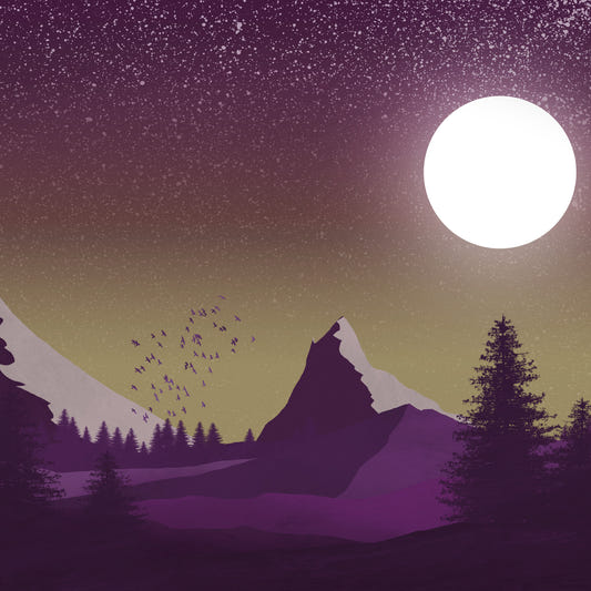 Purple Peaks Under the Moon Wallpaper