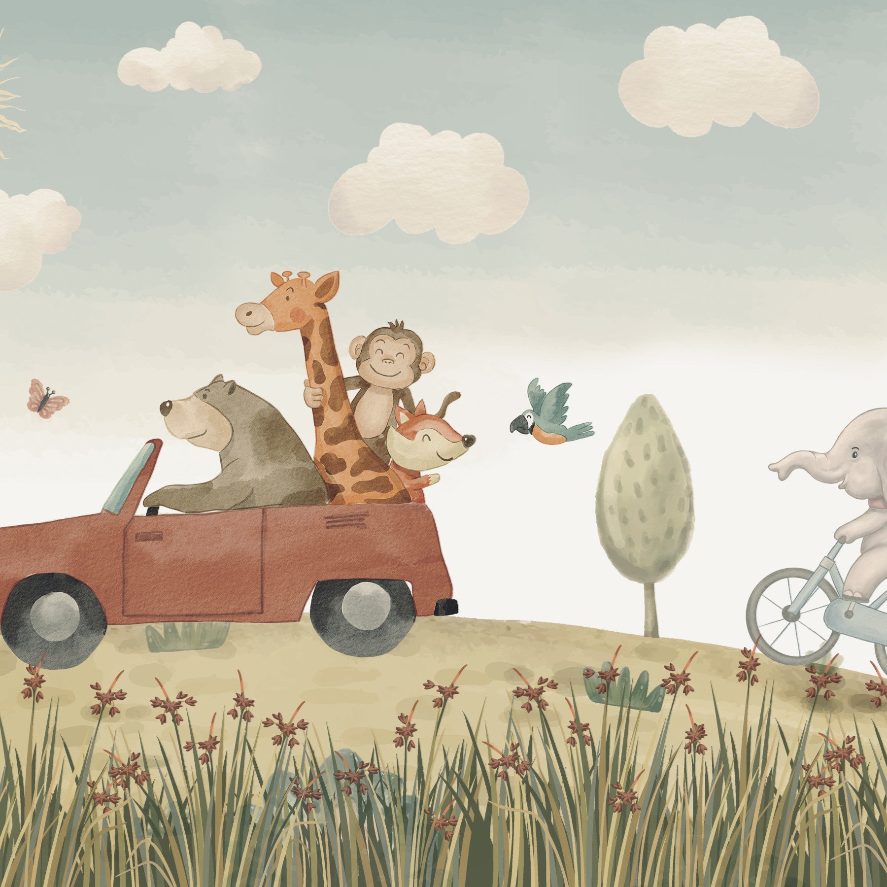 Animal Road Trip Wall Mural