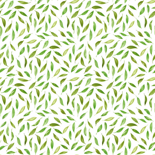 Papier peint printanier à feuilles éparses