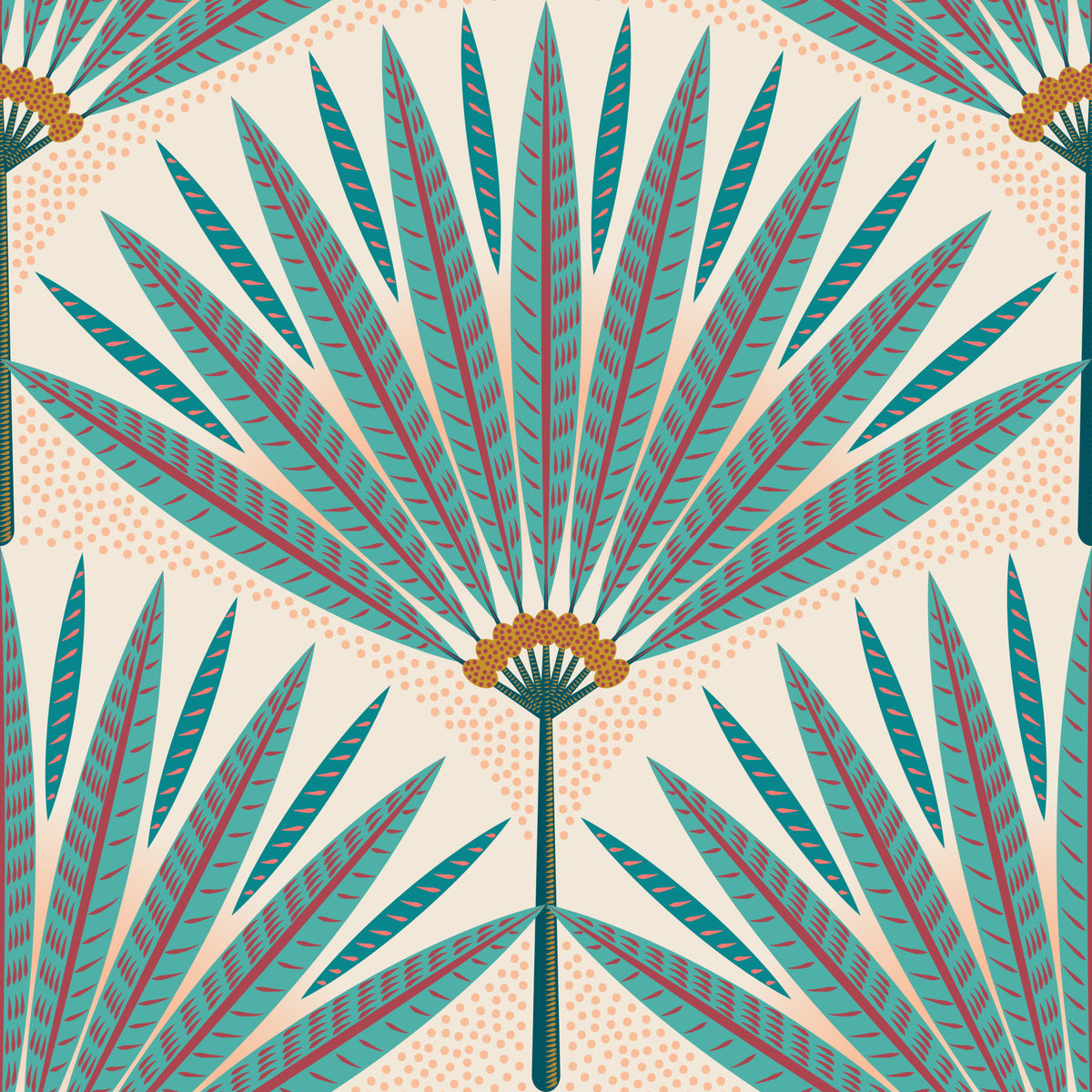 Tropical Teal Paradise Wallpaper in your room — zoomed