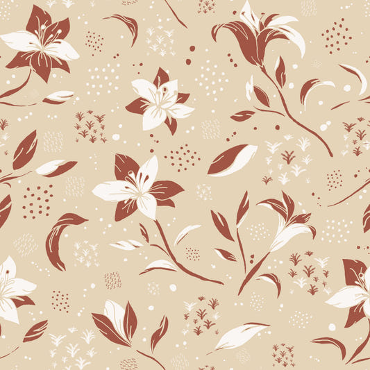 Papel de parede aconchegante com lírios cor creme
