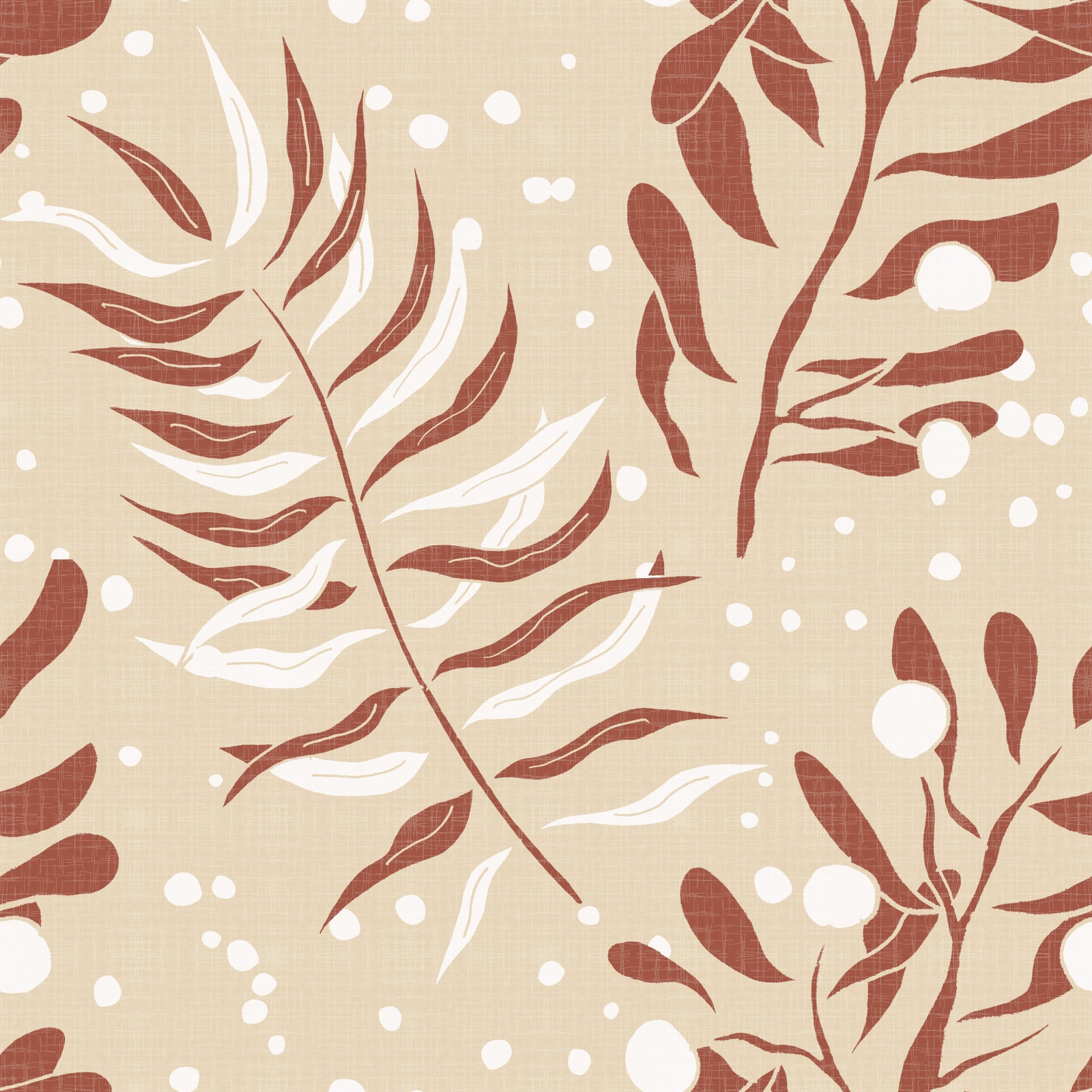 Cozy Cream Palm Leaves Wallpaper