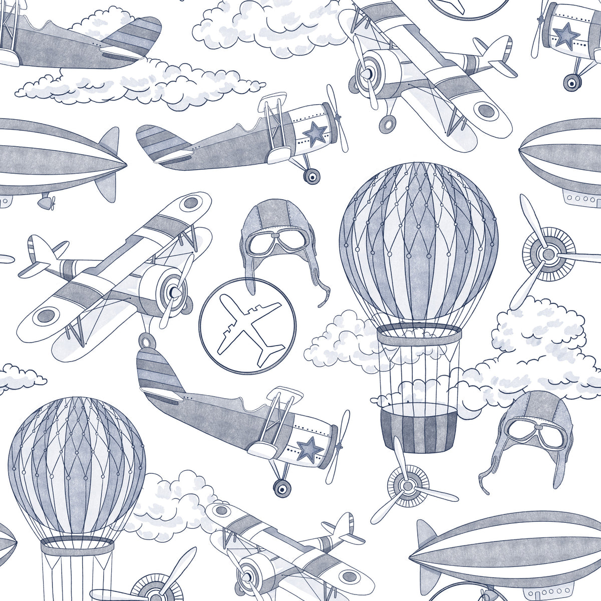 Vintage Plane blue Wallpaper