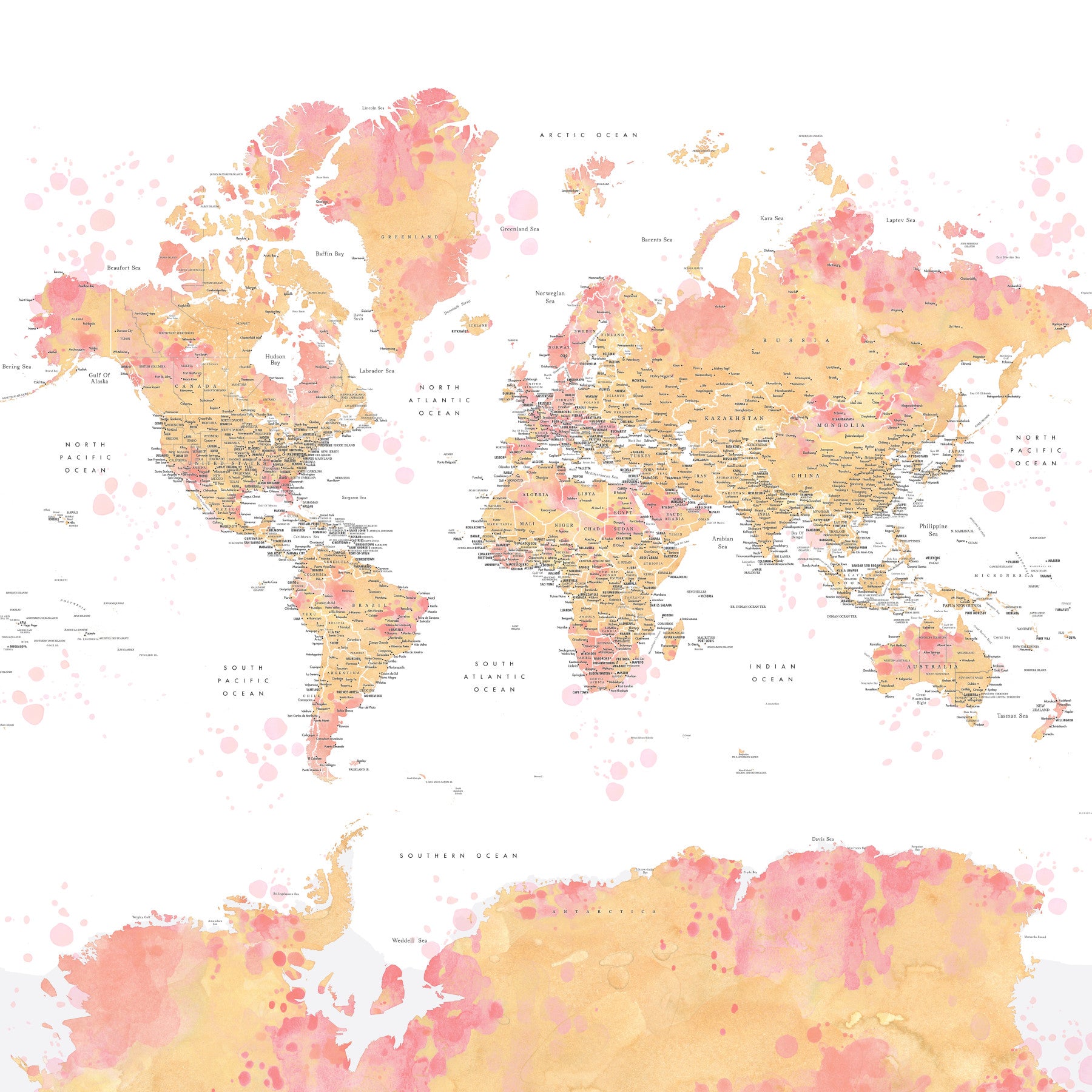 Errötung Tint World Map Wallpaper