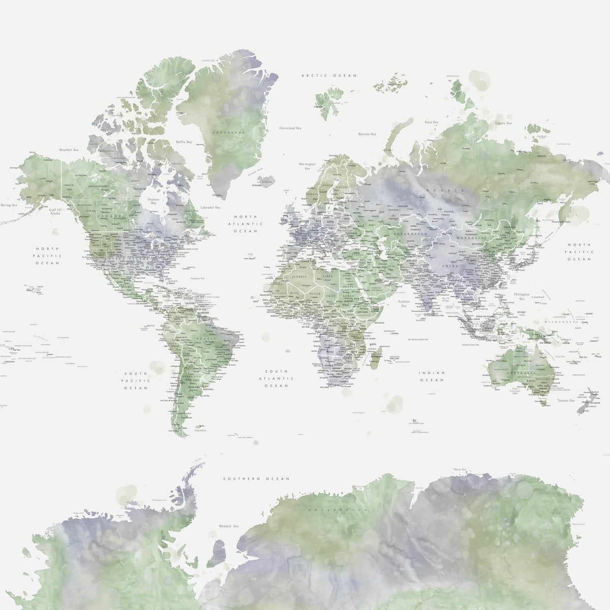 Mędrca zielona akwarela mapa świata tapety in your room — zoomed