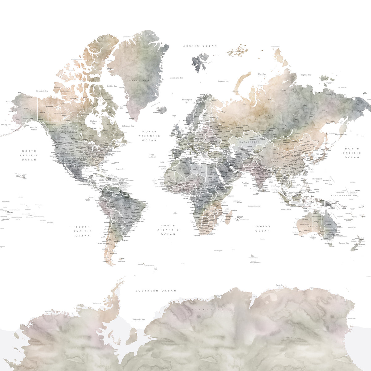 アーストーン水色の世界地図の壁紙