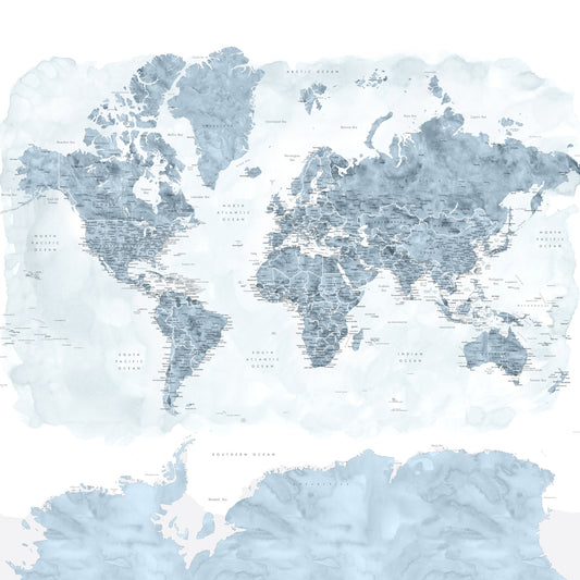 Fond d'écran aquarelle bleu acier avec carte du monde