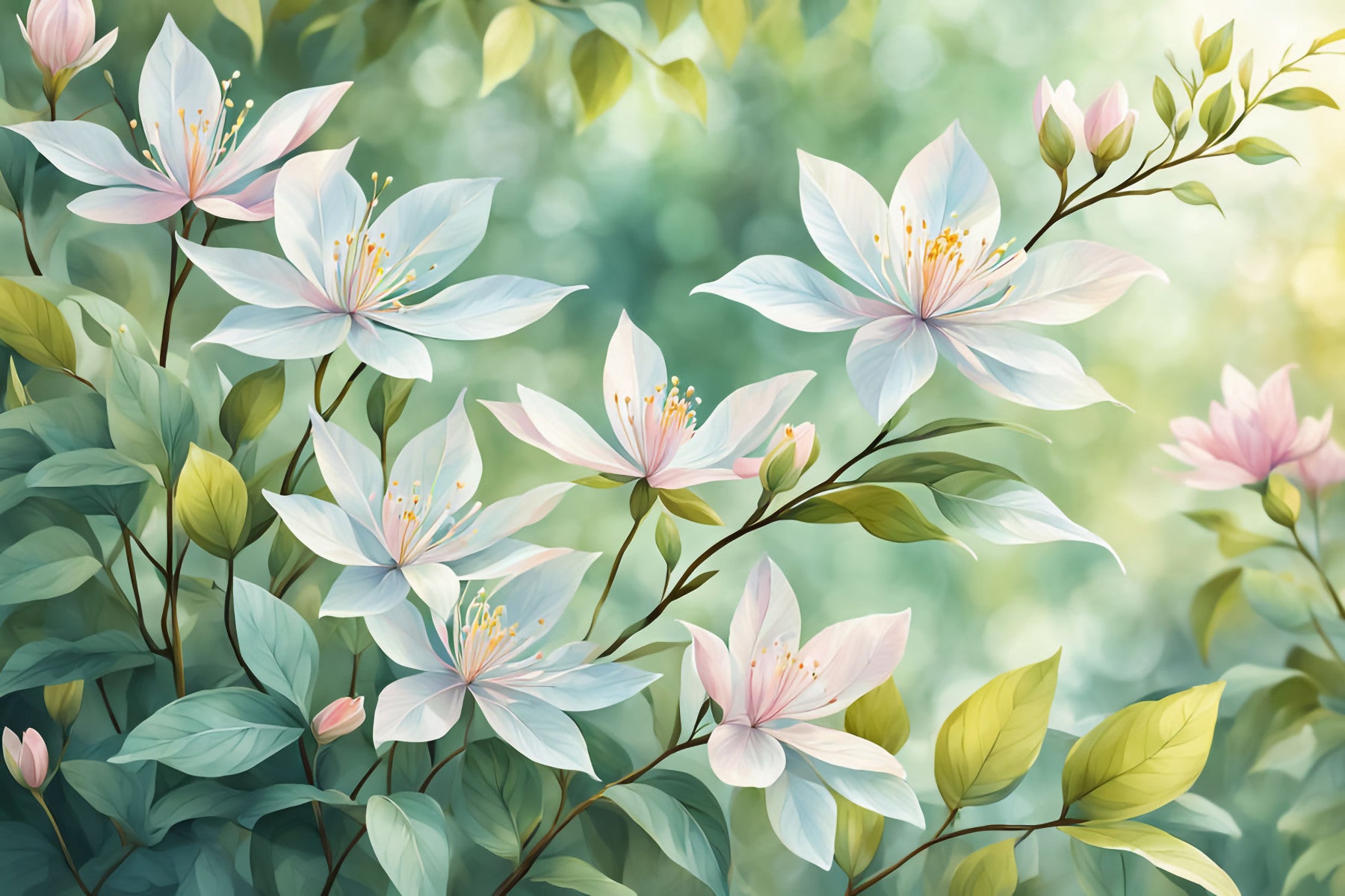 Wandbild „Verspielte weiße Blüten“