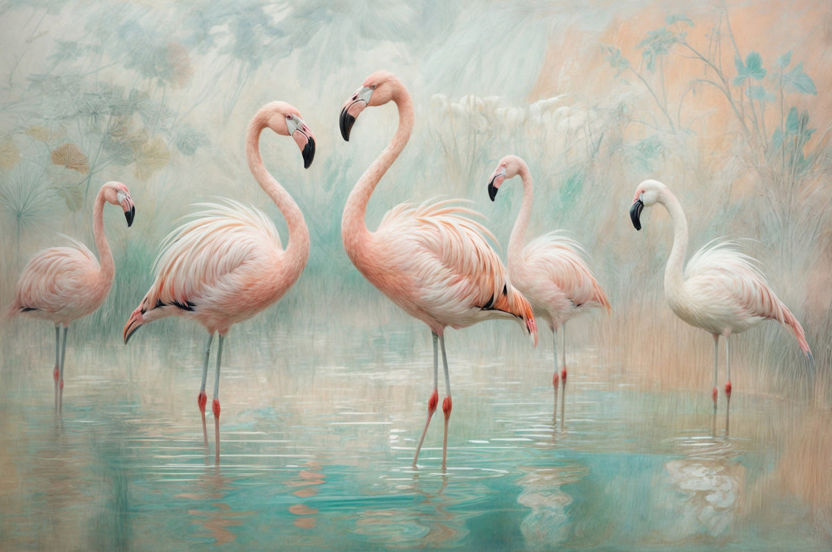 Wandbild „Ruhige Flamingo-Lagune“ in your room — zoomed