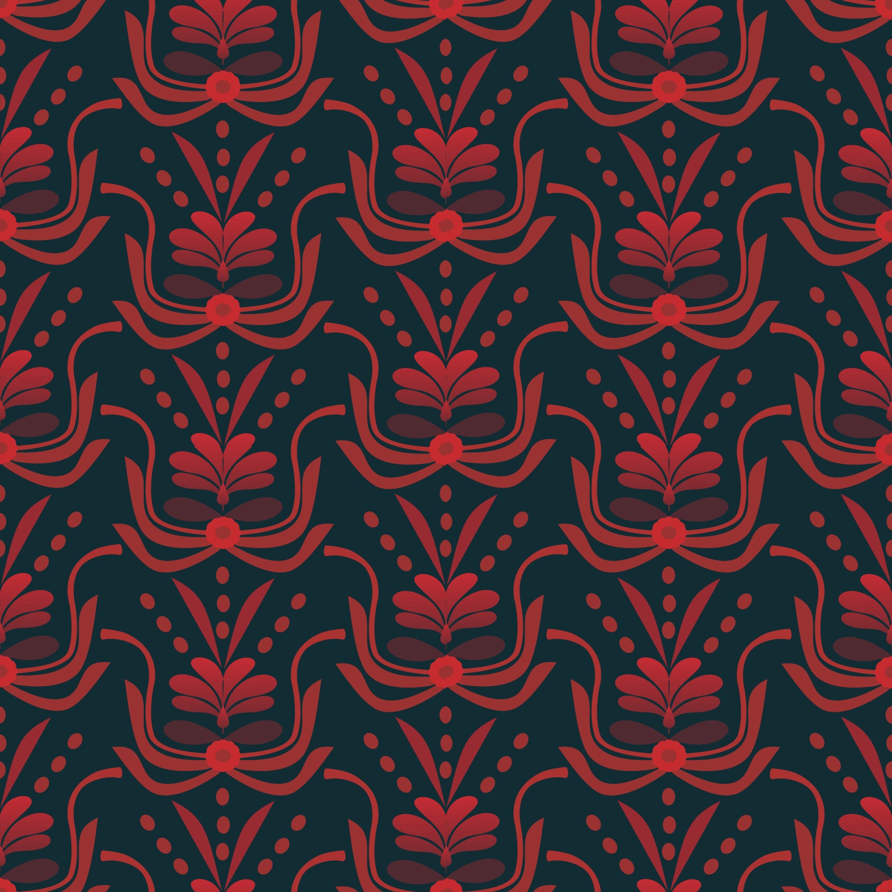 Stiliserad botanisk damask tapet