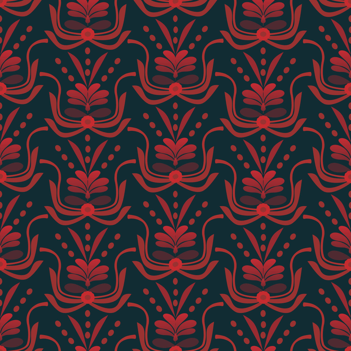Stylized Botanical Damask Wallpaper in your room — zoomed