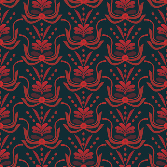 Stilisert botanisk damask tapet