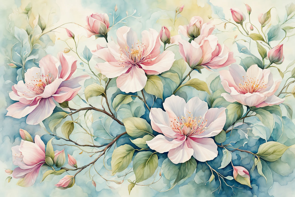 Fresque murale Fleurs rougissantes in your room — zoomed