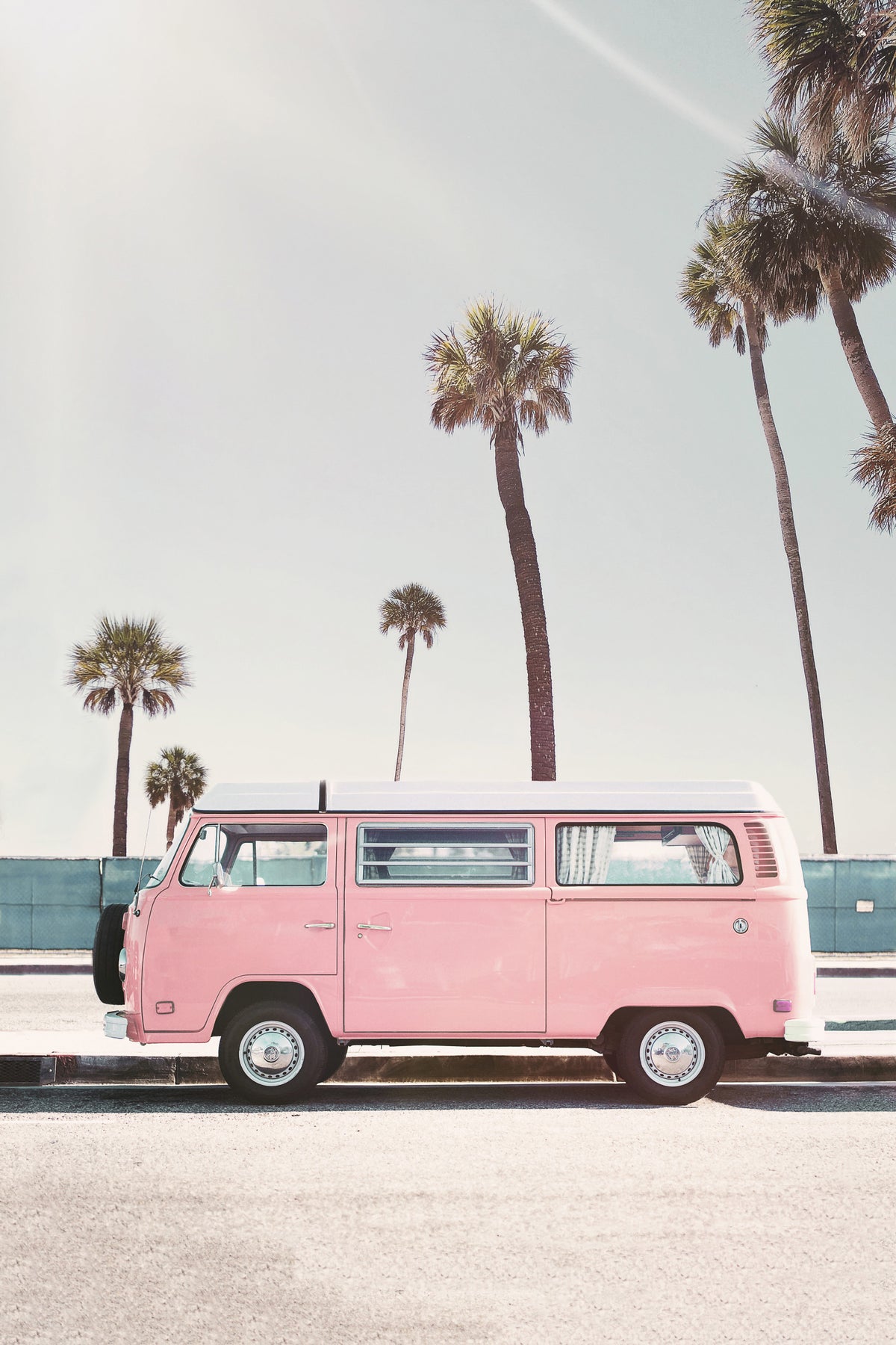 Roze bus behang muurschildering in your room