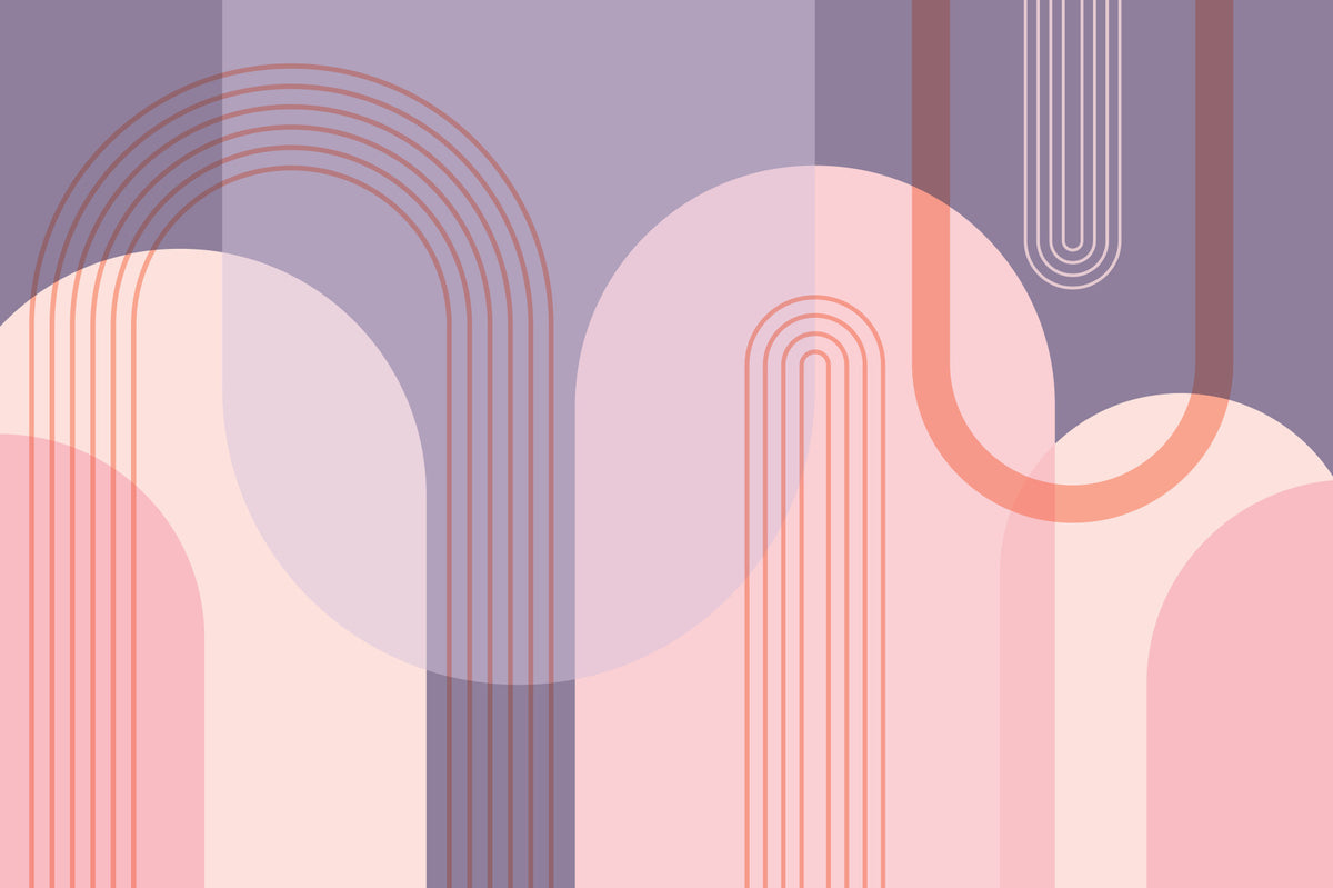 Abstract Arches in Pink and Purple Wall Mural