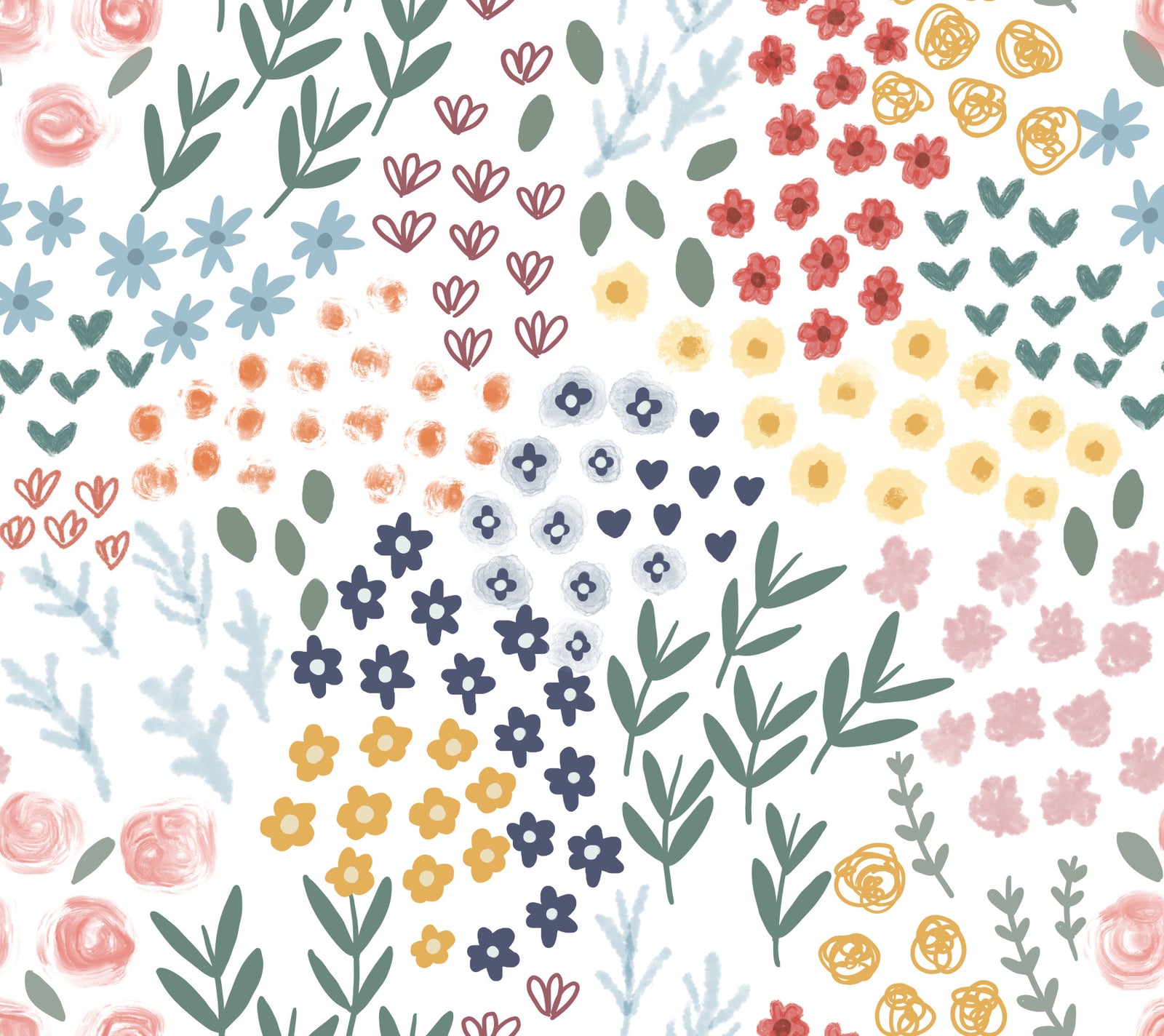 Patchwork blomster tapet⁠