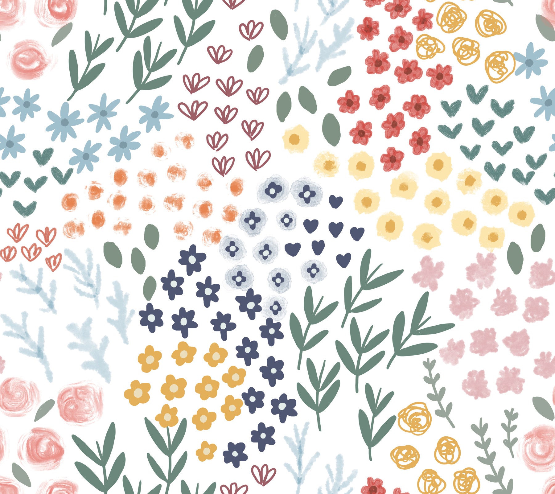 Patchwork blomster tapet⁠