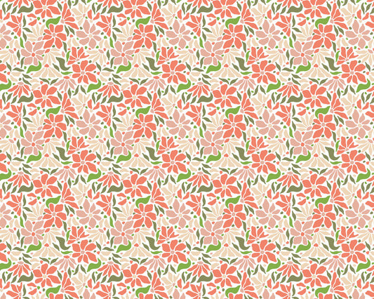 Groovy Flowers Coral Green Wallpaper⁠