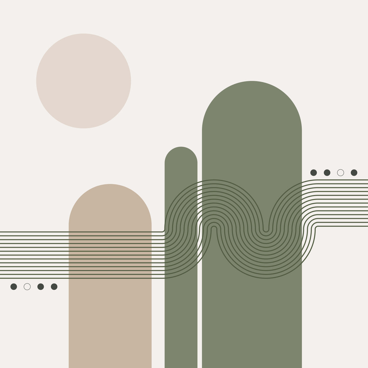 Minimalistische woestijnvibes muurschildering in your room — zoomed