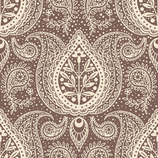 Sottilo Paisley botanico - sfondo marrone moka⁠