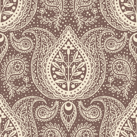 Paisley botanique subtile - Fond d'écran brun moka⁠